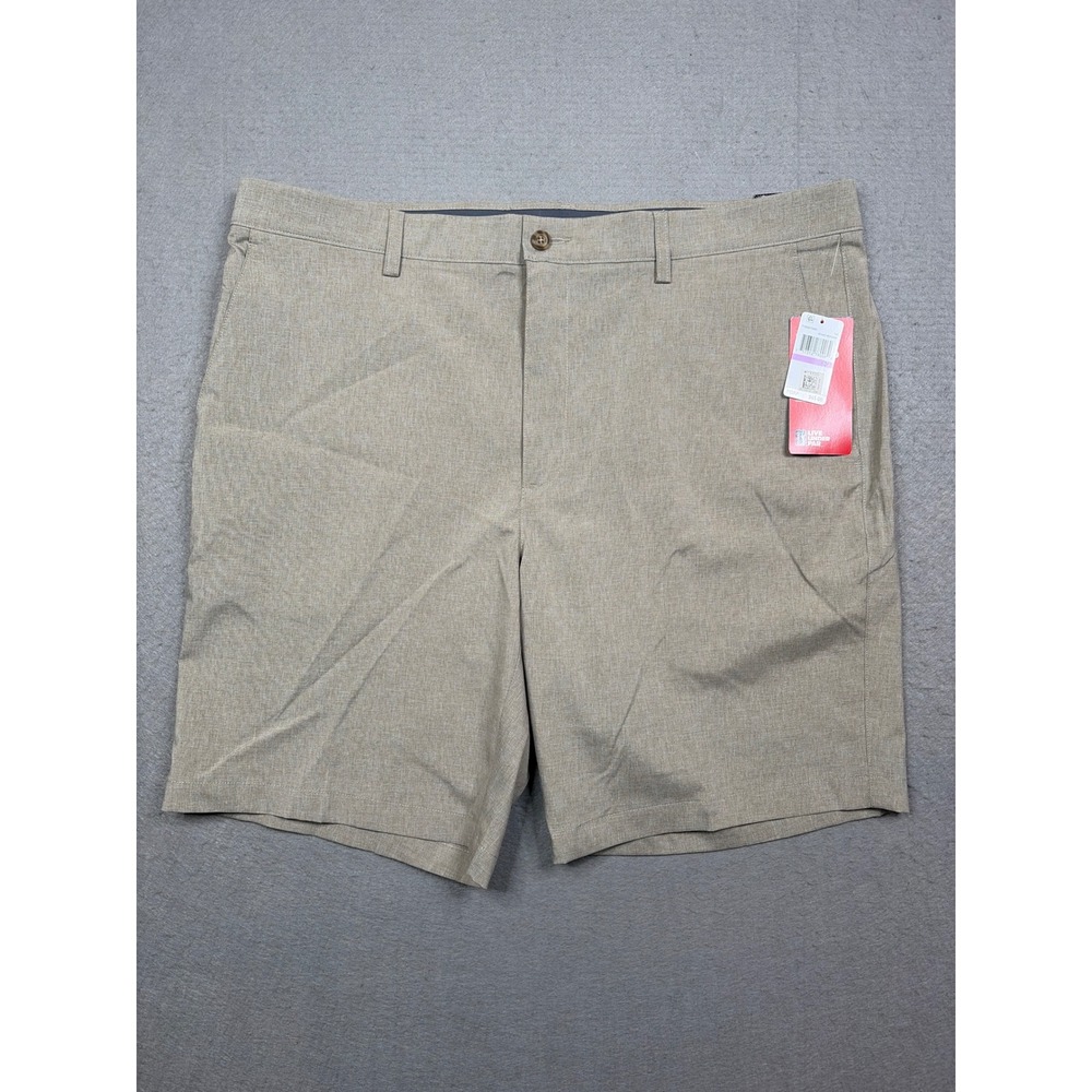 PGA Tour Mens Golf Shorts 38 Khaki Color Heather Stretch Moisture Wicking